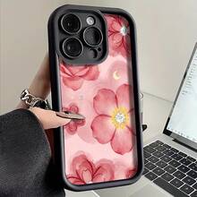 Esta funda rosa con estampado floral de luna en acuarela es compatible con Apple  16E/15/14/13/12/11/Pro/PLUS/Pro Max/MINI, S/A/M/NOTE, S/G/EDGE/E, Transition Spark/HANTOM/CAMON/INFINIX, Honor 400/PLAY/X/Y, OPPO Reno/A/F, 14/Redmi/POCO/NOTE y otros modelos. Está fabricada con TPU transparente, sencillo, elegante y resistente. Es una opción ideal para San Valentín, Halloween, Navidad, para uso personal o como regalo. - Negro - Ver 10