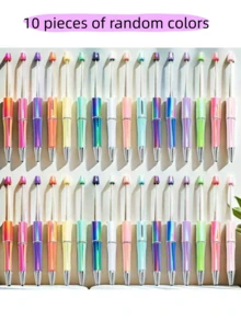 10 hạt silicon trang sức DIY thời trang mới, hạt tròn mạ ombre màu cầu vồng dùng để trang trí bút, đồ dùng thủ công - Nhiều màu - Xem 12