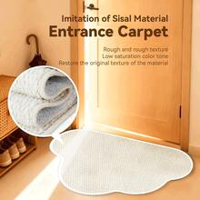 1pc White Natural Style Cloud Shaped Doormat, Asymmetrical Cloud Shape, TPR Non-Slip Bottom, Lightweight And Foldable, Suitable For Small Spaces, Modern Style Neutral Color Thickened Pineapple Ring Floor Mat, Washable Doormat, Outdoor Mat, Kitchen Carpet, Kitchen Mat, Kitchen Rug, Doormat, Small Rug, Carpet, Floor Mat, Area Rug, Outdoor Mat, Home Decor, Bedroom Carpet, Washable Rug - White - View 5