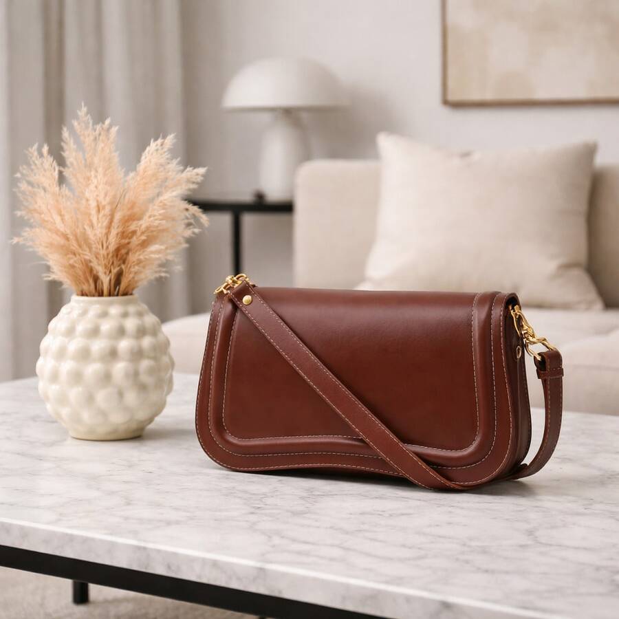 Bolsa Feminina Tiracolo De Lado Transversal Ajustável Clutch Lançamento - Caramelo - Visão 1