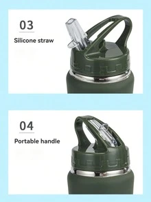 Bình nước giữ nhiệt chân không bằng thép không gỉ 304 dung tích 750ml (25oz)/600ml di động, có dây đeo, đường cong thanh lịch, nắp ống hút xoắn, thích hợp đựng đồ uống nóng và lạnh, dùng trong nhà, ngoài trời, tập thể dục, đạp xe, v.v. - Nhiều màu - Xem 8