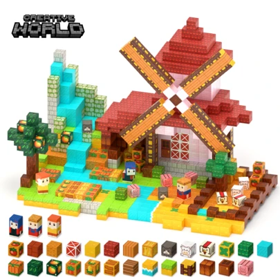 48/100/200/300pcs Magnetic Building Blocks Mine World Magnetic Brick Farm And Estate Planting Life Construction Cube Toys Set STEM Education Montessori Sensory For Kid Birthday Holidays 2026 Best Gift Toy For 3+ Boy Girl Children