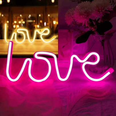 1 đèn neon hình trái tim, dùng pin, nguồn điện kép, đèn trang trí lãng mạn cho phòng ngủ, nhà cửa, trang trí tiệc cưới, kỷ niệm, sinh nhật, quà tặng ngày Valentine.