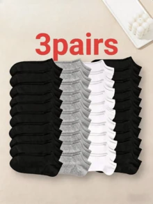 20/30 Pairs Women Black White Grey Ankle Socks, Fashionable Minimalist Short Socks - Black - View 9