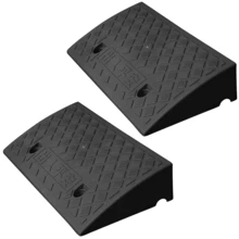 2 Stück Gummi Bordsteinrampen Modular Kunststoff Auffahrrampe Tragbar Randstein Laderampen Hebebühne Tragfähigkeitrutschfest Hebeplattform 50x27x7 cm - A - Übersicht 11