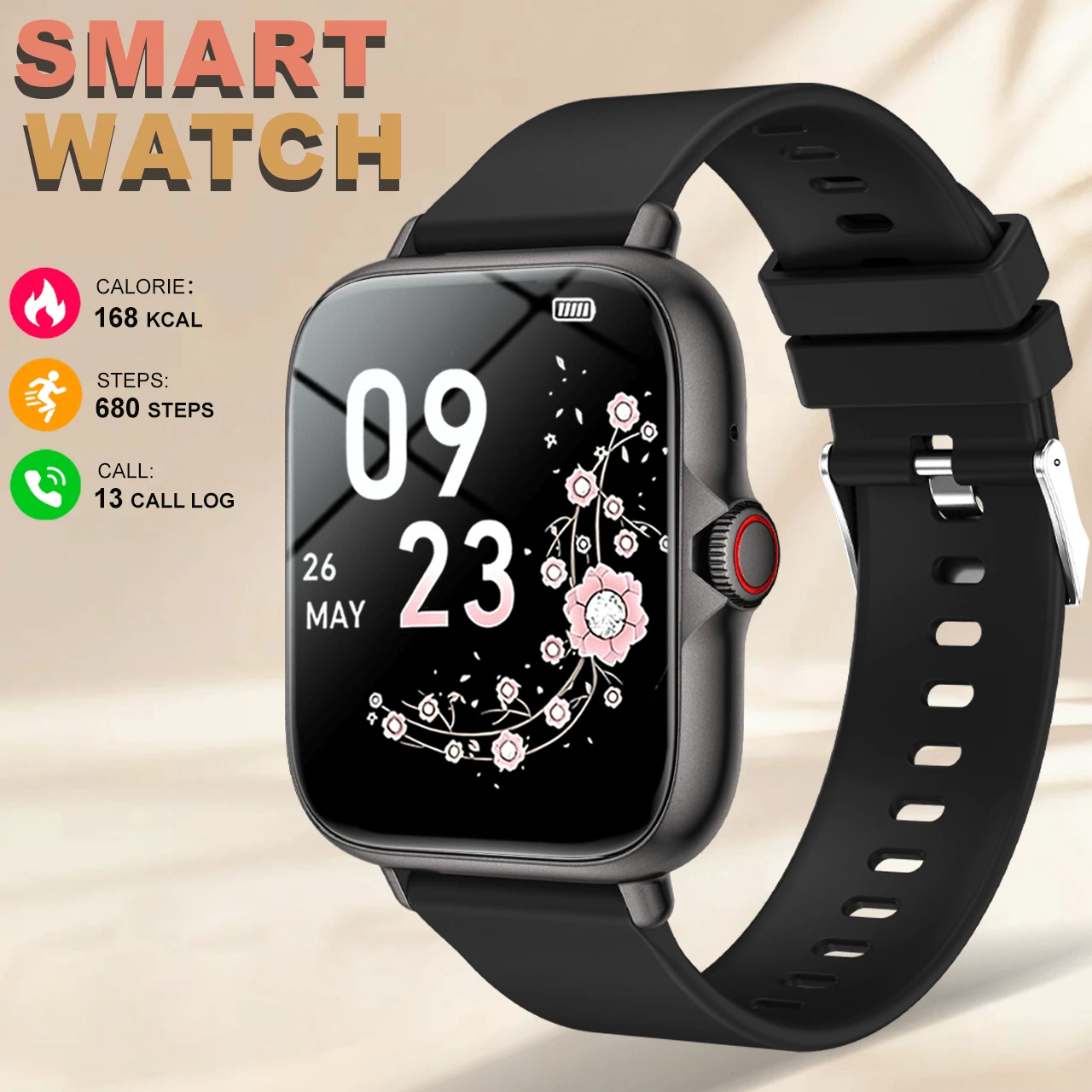 Reloj inteligente multifuncional de 1,83" con pantalla táctil completa para hombres y mujeres, con llamadas inalámbricas, podómetro, calorías, modos deportivos, cronómetro, notificaciones, cámara remota, seguimiento de distancia, reproductor de música y talla grande
