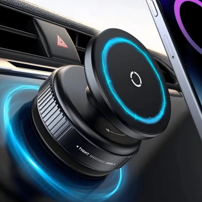 Giá đỡ điện thoại trên ô tô từ tính siêu ổn định mới - Thiết kế cốc hút hai mặt, xoay 360° tự do, làm bằng chất liệu ABS, điều chỉnh nhiều góc độ, không cần keo dán, phù hợp với mọi kích cỡ điện thoại thông minh | Giá đỡ điện thoại tự động