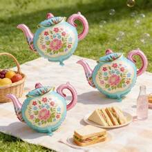 1/3pcs Tea Pot & Princess Aluminum Foil Balloons, Suitable For Birthday Wedding Tea Party Decor, Tea Theme Balloon Arch Wall, Mother's Day Party Photo Props, Spring/Summer DIY Party Supplies - View 6