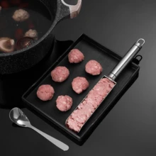 Molde manual de acero inoxidable para hacer albóndigas, herramienta de cocina con cuchara, herramienta para carne, bola de camarón - Plateado - Ver 5