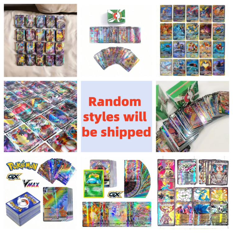 300张棋盘游戏卡牌、动漫粉丝礼物战斗卡、闪卡、卡片（V系列VMAX、稀有GX卡、动漫游戏卡、辅助卡包卡、闪卡、成人节日礼物、派对用品、节日配件、生日派对用品、生日礼物、手工装饰品、口袋妖怪、收藏卡、经典卡，适合派对和生日礼物（款式随机） - 彩色 - 查看 10