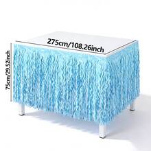 1 Stück glänzende wellige Quasten Tischdecke, Meerjungfrau Themen Geburtstags Party Dekoration, Unterwasserwelt Thema, Hai Thema Geburtstags Feier Accessoire - Verschiedenfarbig - Übersicht 3
