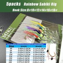 5 Packs Rainbow Sabiki Rig, 6 Colors High Carbon Steel Hooks With Glow Beads, Efficient Saltwater Fishing Accessories (Suitable For Mackerel/Sardine/Bass/Tuna) - Dark Green - View 4