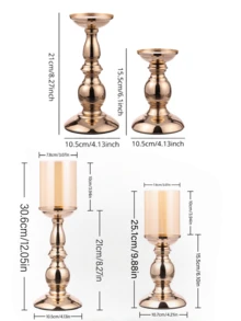 1 set/1 pièce Bougeoir métallique coupe-vent, bougeoir décoratif de style de luxe, convient pour les fêtes, les tables de salle à manger, les banquets, les cérémonies, les anniversaires, les salons, les décorations de table, les réunions de famille, la décoration de la maison, les ornements décoratifs, les décorations d'anniversaire, les décorations de fête, les fournitures de fête, les repas en famille - Spécifications multiples - Voir 5