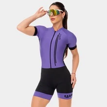 Women's Cycling Jumpsuit Gel Lining Mtb Bike Clothing Mtb Pedal - 淺灰紫 - 查看 4