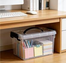 HOMYGO-Transparent Plastic Storage Container With Portable Handle | Stackable Organizer Box | 5 Capacity Options (5.7L/8.5L/10.8L/12.6L/18.6L) | Closet And Desk Organizer - 5.7L - 查看 1