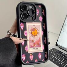 Esta funda para teléfono con diseño de carta del tarot solar es compatible con Apple  16E/15/14/13/12/11/Pro/PLUS/Pro Max/MINI, S/A/M/NOTE, S/G/EDGE/E, Transition Spark/HANTOM/CAMON/INFINIX, Honor 400/PLAY/X/Y, OPPO Reno/A/F, 14/Redmi/POCO/NOTE y otros modelos. Está hecha de TPU transparente, sencillo, elegante y duradero. Es una opción ideal para el Día de San Valentín, Halloween, Navidad, para uso personal o como regalo. - Negro - Ver 10