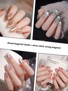 4件套磁性美甲磁铁套装 - 包括圆形和圆柱形强力磁铁，3D磁性指甲油棒，适用于家庭DIY、美甲沙龙、工作室、美甲设计工具 - 彩色 - 查看 6