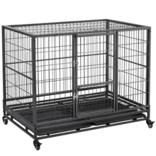 Butterslay 1PC Rolling Dog Crate Dog Cage Metal Dog Kennel - màu đen - Xem 10