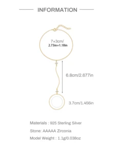 1pc 925 Sterling Silver Minimalist Clover Cubic Zirconia Adjustable Finger Ring Bracelet, Low Allergy Pure Silver Material, Suitable For Women's Daily Wear, Dates, Vacations, Weddings, Parties, Holiday Gifts - Gold - View 8