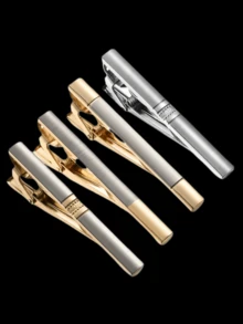 Bộ quà tặng 1 chiếc/4 chiếc kẹp cà vạt vàng dành cho nam giới, kiểu dáng tối giản sang trọng, thích hợp làm quà tặng Ngày của Cha và sử dụng hàng ngày. - Hộp quà tặng - Xem 3