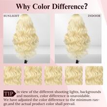 Tóc giả ren phía trước 13*4, tóc thật pha trộn, mật độ 200%, kiểu sóng bồng bềnh, ren phía trước HD từ tai đến tai, tóc thật đã được tỉa sẵn, dài 22 inch, màu vàng #613. - S613 - Xem 11