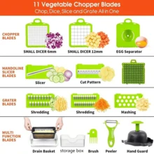 Multi-Function Vegetable Chopper, 16-In-1 Food Slicer Dicer With 8 Ultra-Sharp Blades, Onion And Vegetable Cutter, Professional Kitchen Tool With Collection Container - Multicolor - View 3