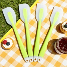 Heat Resistant Silicone Spatula Set, 8.2 Inch Non-Stick Rubber Spatula In Lime & Light Blue - For Baking, Mixing - Dishwasher (2/4/6 Pack) - Lime Green - View 1