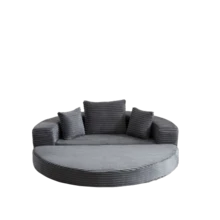 A Versatile Two-In-One Sofa Bed, Ideal For Compact Living Spaces, That Can Be Used As Both A Semi-Circular Sofa And A Round Daybed. The Armrests Feature Fabric Pockets. - Grey - View 10