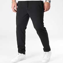 Men's Workout Pants In Woven Fabric With Drawstring, Mid-Length And Stretchy, Ideal For Casual Wear. - 黑色 - 查看 1