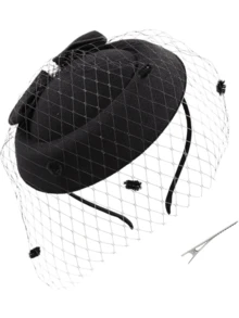 1件女士复古20、30、50年代风格头饰帽，配有蝴蝶结、花朵和面纱，适合婚礼、下午茶派对等场合。 - 彩色 - 查看 5