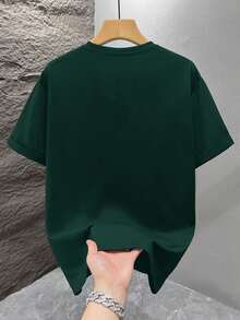 GRDR Men's Round Neck Fashionable Palm Tree Printed Short Sleeve T-Shirt, Casual - Dark Green - View 3