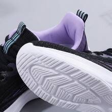 Tenis de mujer casuales de malla transpirable con suela de goma suave, zapatos para mujer deportivos ligeros con diseño de cordones, tenis deportivos para mujer con amortiguación y suela gruesa antideslizante, zapatillas deportivas cómodas para correr o caminar estilo de moda versátil y funcional. - Negro - Ver 9