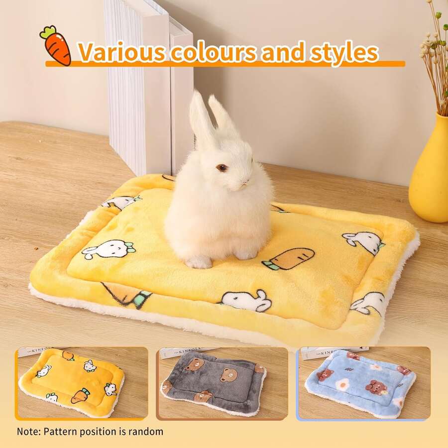 1pc Bunny Bed,Guinea Pig Hamster Warm Mats Bed Hamster Sleep Pad Squirrel Hedgehog Soft Cushion Rabbit Chinchilla Bed Mat House Nest - Multicolor - View 1