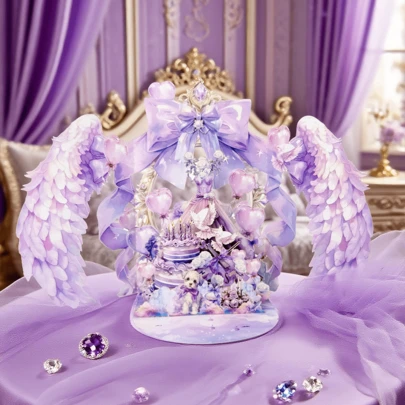 1张紫色翅膀贺卡 - 梦幻派对翅膀，3D紫色套装，送给妈妈的礼物卡，母亲节，复活节，感谢卡，送给老师的礼物卡，送给奶奶的礼物卡，结婚礼物，母亲节，毕业典礼，生日以及所有场合，送给女孩、女人、妻子、女友和情侣