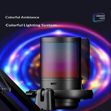 动圈麦克风套装，带降噪功能，播客麦克风，带可调节支架，独立音量控制，游戏麦克风，带静音、增益旋钮、音量控制和悬臂支架，适用于直播、游戏、配音，黑色 - 黑色 - 查看 6