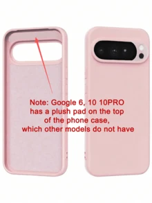 Minimalist Lens Protection Straight Edge Liquid Solid Color Soft Shock-Proof Phone Case For 10 9 Pro XL 8 7 6 Pro 9A 8A 7A 6A 5A, Protective Back Cover - Pink - View 3