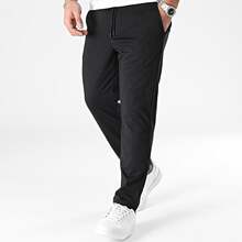 Men's Workout Pants In Woven Fabric With Drawstring, Mid-Length And Stretchy, Ideal For Casual Wear. - 黑色 - 查看 6