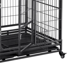 Butterslay 1PC Rolling Dog Crate Dog Cage Metal Dog Kennel - màu đen - Xem 7
