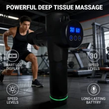 JW Professional Handheld Massage Gun With 30 Digital Speed Settings, Brushless Motor And 6 Massage Heads, Provides Deep Muscle Relaxation. Lightweight Design With Rechargeable Battery, Ideal For Fitness Enthusiasts And Office Workers, Suitable For Home And Gym Deep Tissue Massage - Black - View 5