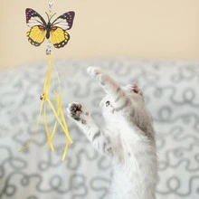 Katzenspielzeug-Stab mit grünem Schmetterling-Dekor, leichtes interaktives Trainings- und Bewegungsspielzeug, geeignet für Kätzchen und erwachsene Katzen - Übersicht 2