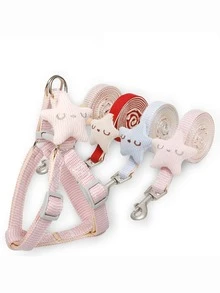 1套宠物千鸟格海星牵引绳，狗狗胸背带牵引绳，适合遛小型/中型犬，如贵宾犬、泰迪犬等，宠物用品 - 彩色 - 查看 5