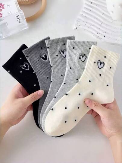 New Japanese Style Fashionable Jacquard Mid-Calf Socks For Women