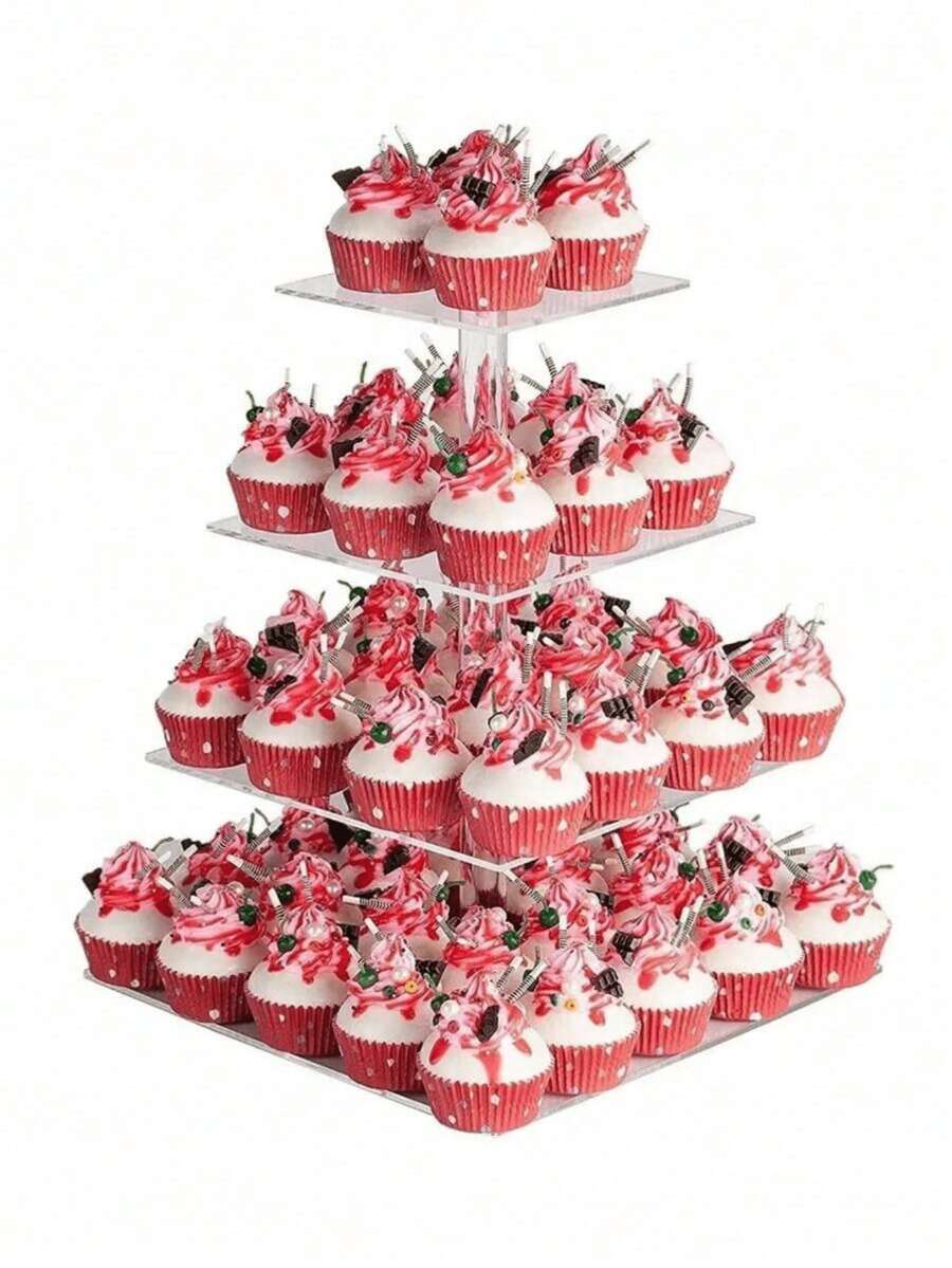 Acrylic Cake Stand, Wedding Party Cake Display Rack, Assembled Acrylic Square Dessert Cake Stand