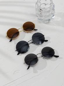 Bộ 3 chiếc kính gọng kim loại đen viền vàng cho trẻ em, kính nhẹ, ít gây dị ứng, thích hợp cho trường học, tiệc hóa trang và quà tặng ngày lễ. - Vàng - Xem 6