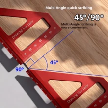 Regla de escuadra de carpintería de aleación de aluminio de 7 pulgadas, regla de ángulo de 90 grados con medidas en inglés/métricas - Regla triangular para trabajar la madera - Ver 1