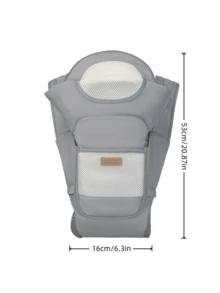 4-Season Baby Carrier Waist Stool, Lightweight Front Carry Infant Backpack, Versatile Outdoor Babywearing Device - Grey - View 2