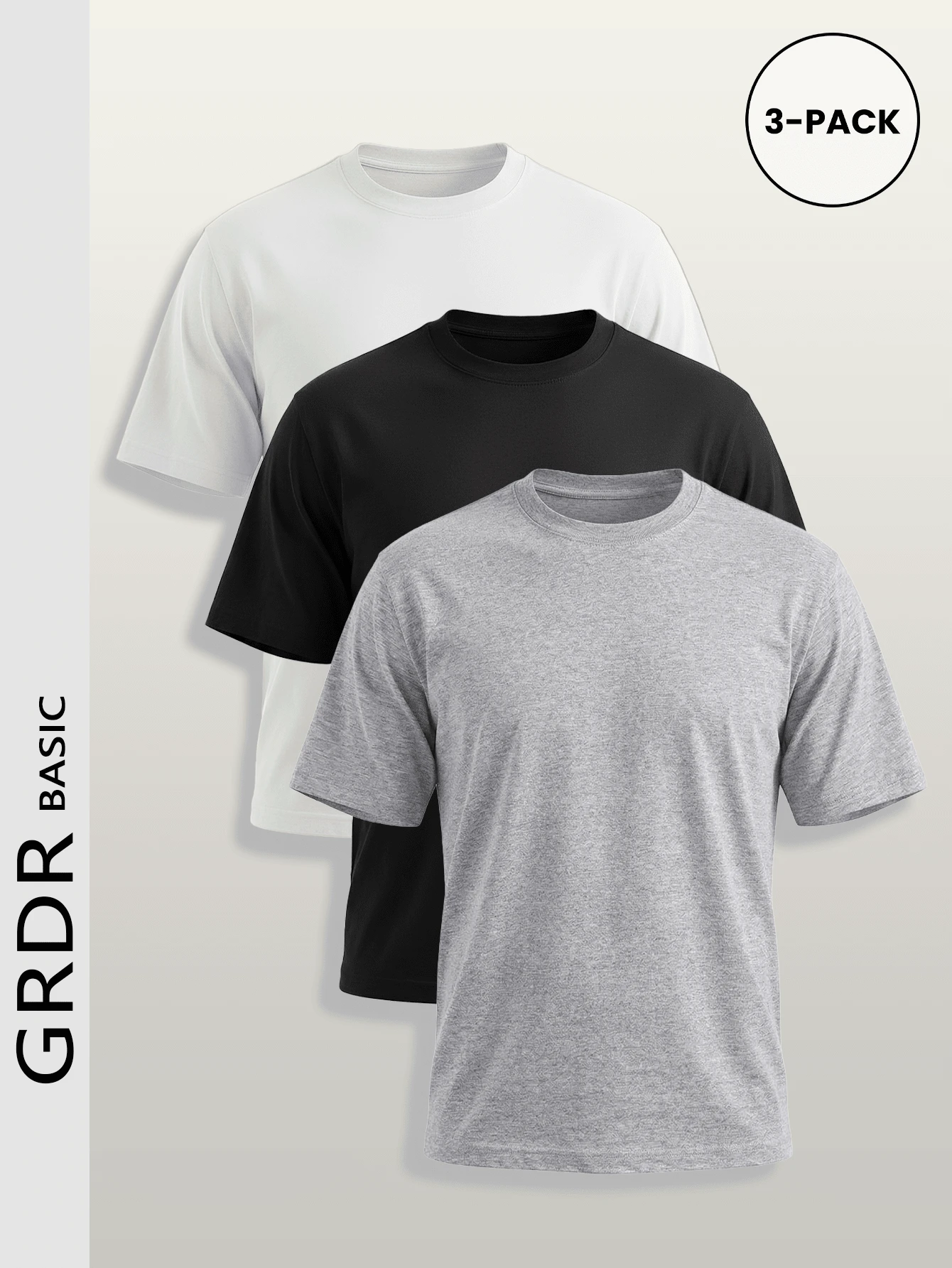 GRDR 3pcs/Set Kaos Pria Polos Kasual Gaya Jalanan Sporty Leher Bulat Lengan Pendek, Minimalis Serbaguna, Cocok untuk Dipadukan dengan Pakaian Lain - MultiWarna - View 1