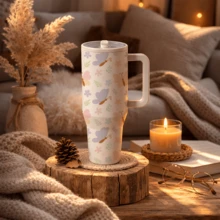 mikenda 1 bình giữ nhiệt bằng thép không gỉ 40oz có tay cầm và ống hút, thiết kế hoa bướm đẹp mắt, thích hợp sử dụng tại nhà, văn phòng, khi đi du lịch, uống cà phê và hàng ngày. - trắng - Xem 7
