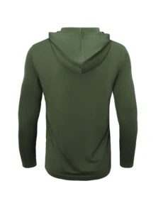 Pack de 4 Playeras con Capucha y Manga Larga para Hombre, Malla Micro Poliéster 150gsm, Transpirable, 8 Colores - Verde Oliva - Ver 6