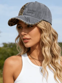 JZML 1pc Unisex Leopard Print Patch & Letter Embroidery Baseball Cap - A - View 4